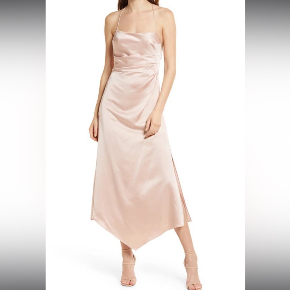 Significant Other ONE ANOTHER ASYMMETRIC HEM COCKTAIL MIDI DRESS IN ROSE Size 4